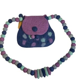 Rising Tide hand felted bag 100% sheep wool purple and blue felt shoulder strap